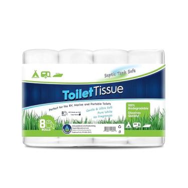 Imagem de Liberdade de estar RV Toilet Paper (2-Ply, 8 Rolls, com 500 folhas cada) - Biodegradável fossa séptica Seguro rápida Dissolver Higiênico para Camping, Marine, RV Segurar