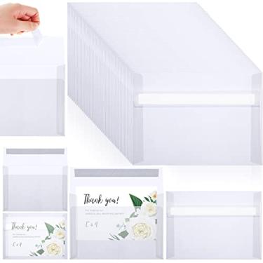 Imagem de Envelopes de veludo translúcidos A7 150 peças de envelopes de convites transparentes de casamento 14 x 19 cm papel de velino branco autoadesivo para cartões comemorativos e fotos