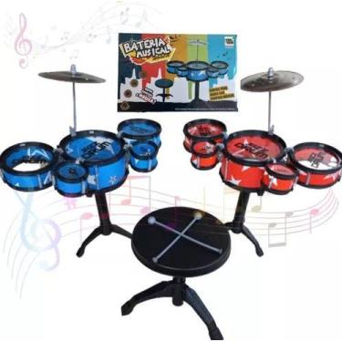 Imagem de Mini Bateria Musical Infantil 5 Tambores e Baquetas Music Jazz Drum Co