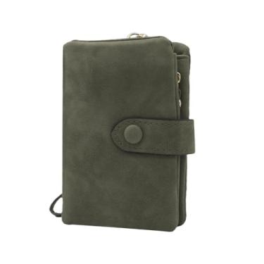 Imagem de Carteira feminina carteira de moedas para meninas bolsa de couro para troca de cartão organizador de cartões pequena bolsa de moedas bolso bolsa de dinheiro, Verde, one size, Com alça de pulso