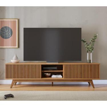 Imagem de Rack Bancada Fortaleza 4 Portas Ripadas e Pés Retrô Feijó - Colibri