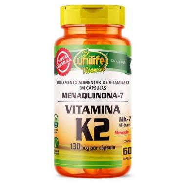 Imagem de VITAMINA K2 MK7 MENAQUINONA 60 Cáps 500mg UNILIFE