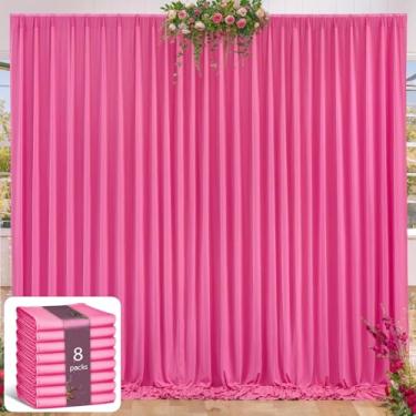 Imagem de Cortinas de fundo rosa choque de 9,8 x 3 m para meninas, festas, fotos, cortinas sem vincos, para pano de fundo, cortina fúcsia para casamento, chá de panela, dia dos namorados, aniversário, chá de