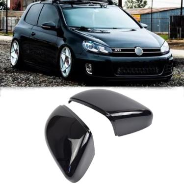 Imagem de Yoegerery Substituição da capa do espelho retrovisor lateral do carro para VW Golf 6 MK6 R GTI VI 2009-2013 (padrão de fibra de carbono)