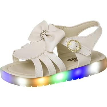 Imagem de Sandália Infantil Menina Luz Led Luzinha Que Acende Com Laço - Beakid,