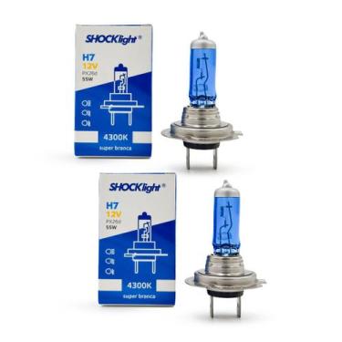 Imagem de Par lâmpada Halógena Super Branca 4300k H7 55w Shocklight