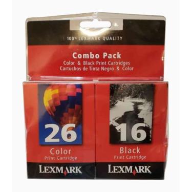 Imagem de Lexmark 10N0202 Tinta OEM - (#16/#26) Z13 Z23 Z25 Z33 Z35 Z515 Z605 Z611 Z616 Z645 Z75 X1150 X1185 X1270 Pacote combo de tinta preta/colorida (inclui 1 Cada um dos OEM# 10N0016 10N0026) (rendimento de 335 290) OEM