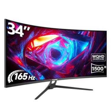 Imagem de Gawfolk Monitor De Jogos Curvo Ultrawide De 34 Polegadas, Tela De Pc 1500R 165Hz Uwqhd 3440X1440, Tela De Computador Curva Com Freesync, Suporte Para Montagem Em Parede 75X75Mm