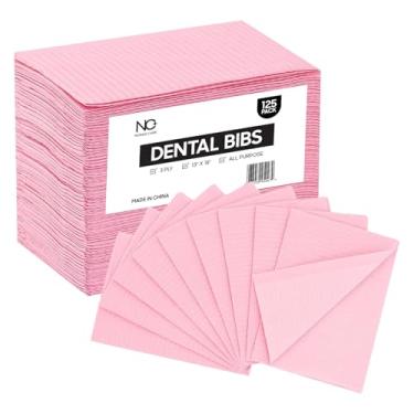 Imagem de NOSAD CARE Babadores Dentais Rosa De 13" X 18", Pacote Descartável Com 125 Unidades - Babadores De Dentista Macios E À Prova D'Água, Guardanapos Para Pacientes Médicos, Capas De Bandeja Odontológica