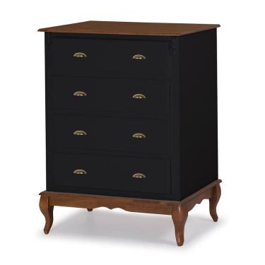 Imagem de Cômoda de Madeira 4 Gavetas Pés Luiz XV 60816 Hannover Linz Móveis - Preto/Imbuia Glazer