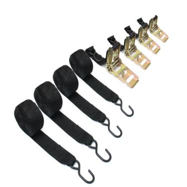 Imagem de 2 Pares Fita Cabo Cinta De Carga Com 4,5M 60kg Catraca Cor Preto ou La
