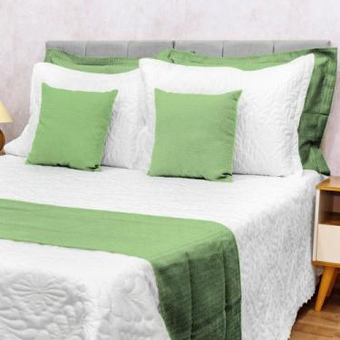Imagem de Kit 5 Peças Decoração Sala Peseira Queen Piquet Cama Posta Luxo - Dryk