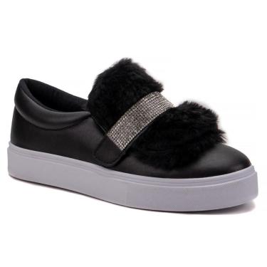 Imagem de Tênis Feminino Slip On 3 em 1 Casual Strass E Pelúcia