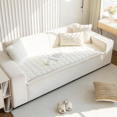 Imagem de Gikool Capa de sofá felpuda para cães, protetor de sofá lavável, para cães grandes, gatos (branco, 27,6 x 59 polegadas)