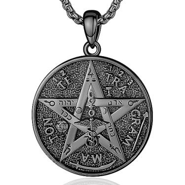 Imagem de EUDORA Anel de prata esterlina Tetragrammaton para mulheres e homens, amuleto de pentagrama pingente de energia estrela de Davi vintage Guardian Star Wicca, joia Wicca, Dia das Mães, Dia dos Pais, presente para marido e esposa, Prata esterlina, Sem Pedra Preciosa
