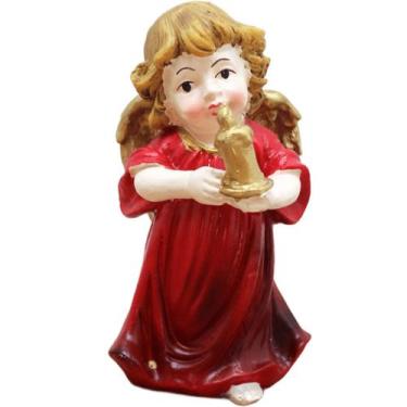 Imagem de Enfeite Anjo Vermelho Anjinho Com Vela Em Resina Natal 13cm - Genérico
