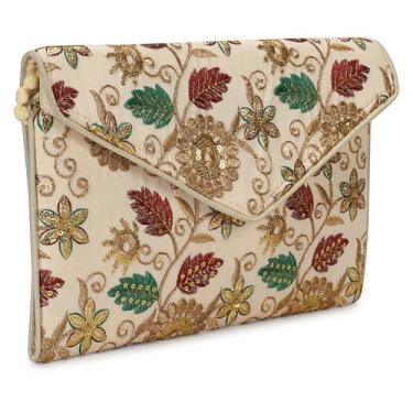 Imagem de Rajasthani Indian Art Sling Bag Bolsa de mão dobrável para mulheres, bolsa tiracolo dobrável indiana feita à mão, Dourado multi-2