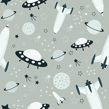 Imagem de Papel De Parede 10m Autoadesivo Naves Disco Cinza