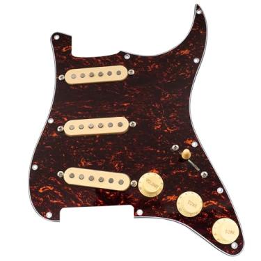 Imagem de Musiclily Pro SSS Escudo Pré-cabeado Pre-wired Pickguard com Artec Captadores Single Coil Staggered Alnico 5 para Guitarra estilo ST, 4 Camadas Red Tortoise