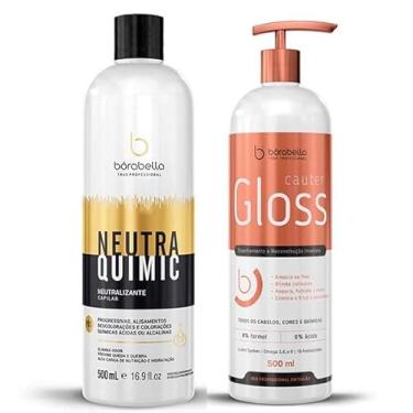Imagem de Borabella Kit Cauterização Capilar - Gloss Espelhamento 500ml, Tratamento Profissional para Brilho Intenso e Selagem das Cutículas