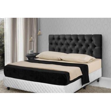 Imagem de CABECEIRA DE CAMA EM CAPITONÊ PRETA 1,40cm - Rede Móveis