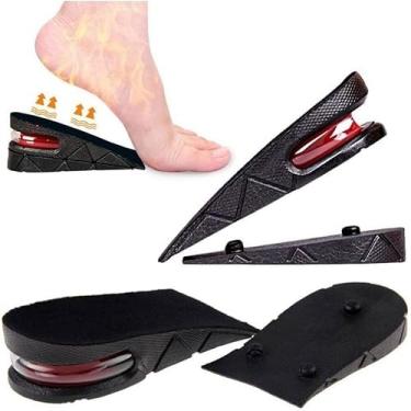 Imagem de Palmilha Aumenta Altura Até 5cm Air Max – Anti Impacto, Corrige Postura, Alívio de Dores – Unissex, Silicone/PVC Confortável para Tênis e Sapatos.