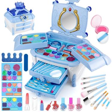 Imagem de Kit de maquiagem babbyo Upgrade 50 unidades para meninas com caixa portátil