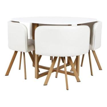 Imagem de Conjunto Mesa De Jantar E 4 Cadeiras Branco Lyon - Just Home Collectio