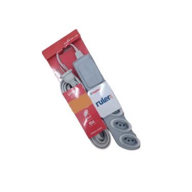 Imagem de Extensão 2P+T Ruler4 Cabo Paralelo 3x0,75mm² 10A 250V Cinza 4 Tomadas - Daneva 5 Metros Cod. DN1706