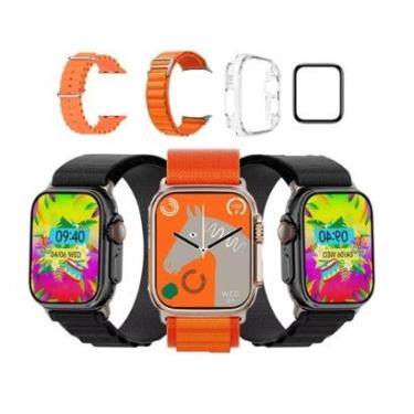 Imagem de Smart Watch W69 Ultra 9 Mini Kit C/Pulseiras Pelicula Case Relogio Original Microwear Faz Ligação-Unissex