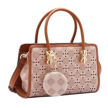 Imagem de Bolsa de Mão e Transversal Feminina Monograma New Cristal com 2 Divisórias e Espelho Chenson Pequena Marrom