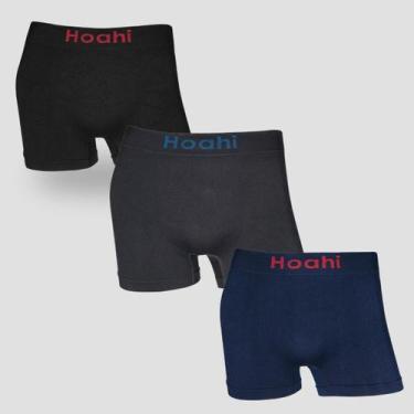 Imagem de Kit 3 Cuecas Boxer Lisa Masculina Sem Costura Poliamida - Hoahi, 1 pre