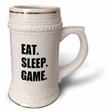 Imagem de 3dRose Caneca Eat Sleep Game-Fun Gifts Black Text-Video Pro-Gamer-Stein, 510 g (STN_180406_1), 623 g, branca