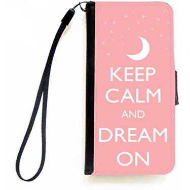 Imagem de Rikki Knight Keep Calm and Dream On - Capa carteira flip rosa claro com aba magnética para Apple iPhone 5c