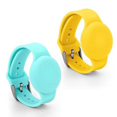 Imagem de NQEUEPN 2 pulseiras infantis para Airtag, pulseira de silicone impermeável para crianças, pulseira de relógio macia ajustável para airtag para etiquetagem de rastreamento GPS de crianças pequenas
