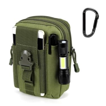 Imagem de Bolsa de cintura tática MOLLE EDC Bolsa de cintura masculina para uso ao ar livre com clipe de cinto para telefone coldre bolsa de transporte para smartphone (OliveDrab + mosquetão fácil)
