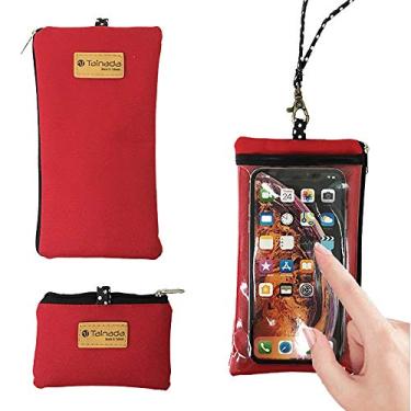 Imagem de Bolsa para smartphone Tainada com tela sensível ao toque e alça de pescoço compatível com iPhone 11 Pro Max, 11, Samsung Galaxy S10+, Note10+ carteira de identidade bônus, porta-moedas, Vermelho