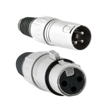 Imagem de Par de Conectores XLR Macho e Fêmea 3 Pólos Prata - AC3101C