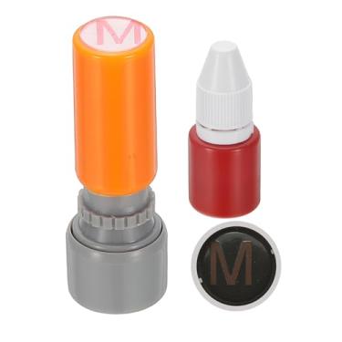 Imagem de PATIKIL Carimbos de letras, autotinta, alfabeto, letra M, professor, tinta vermelha para caderno de aula, scrapbook, artesanato, laranja