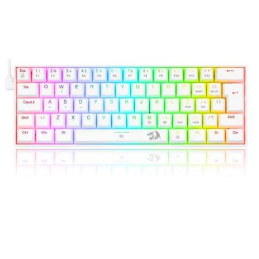 Imagem de Teclado Mecânico Gamer Redragon Dragonborn, RGB, 60%, Switch Marrom, Branco, ABNT2