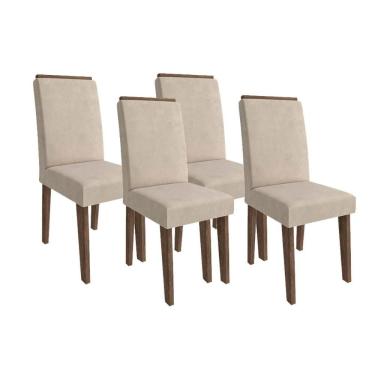 Imagem de Cadeira Sala De Jantar Milena Kit 4 Un Marrocos/Suede Bege - Cimol