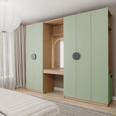 Imagem de Conjunto Modulado Joy 4 Peças Cabideiro,Penteadeira C Espelho, Nichos Gavetas E Sapateira Verde