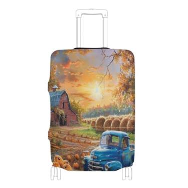 Imagem de Joisal Capa protetora de bagagem de dinossauros astronautas, marcadores elásticos para facilitar a identificação, itens essenciais de viagem de avião, Caminhão Autumn Farm, M 22-24 in