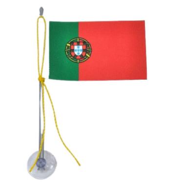 Imagem de Mini Bandeira Portugal Com Ventosa Poliéster (5,5cm X 8,5cm)