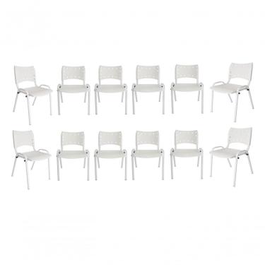 Imagem de Kit 11 Cadeiras Iso Escritório Comércio Branca Base Branca