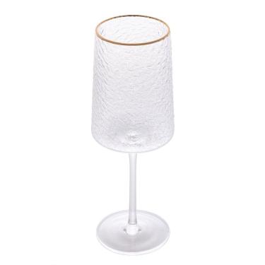 Imagem de Taça Para Vinho De Cristal Ecológico Martelado Com Borda Dourada Petra 500ml 2847 - Lyor