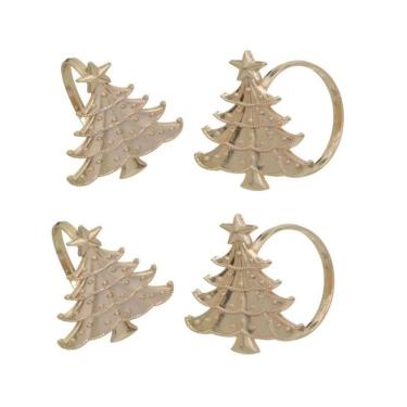 Imagem de Conjunto 4 Argolas Para Guardanapo Pinheiro Dourado Dg1298 - Tok Da Casa