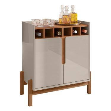 Imagem de Aparador Barzinho Lizz Com Adega 2 Portas Off White-cedro - Casa D Off White-cedro