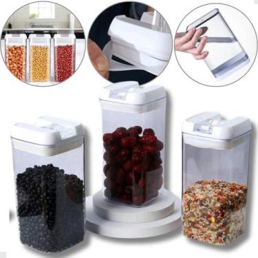 Imagem de Kit 3 Potes 1200 ml Herméticos Organiza Cozinha, Lavanderia, Guarda Al