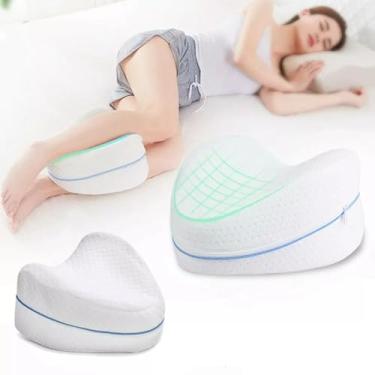 Imagem de Travesseiro Ortopédico de Pernas Ergonômico com Espuma Hipoalergênica, Capa Lavável, Antiácaros e Suporte para Coluna, Joelhos e Quadril